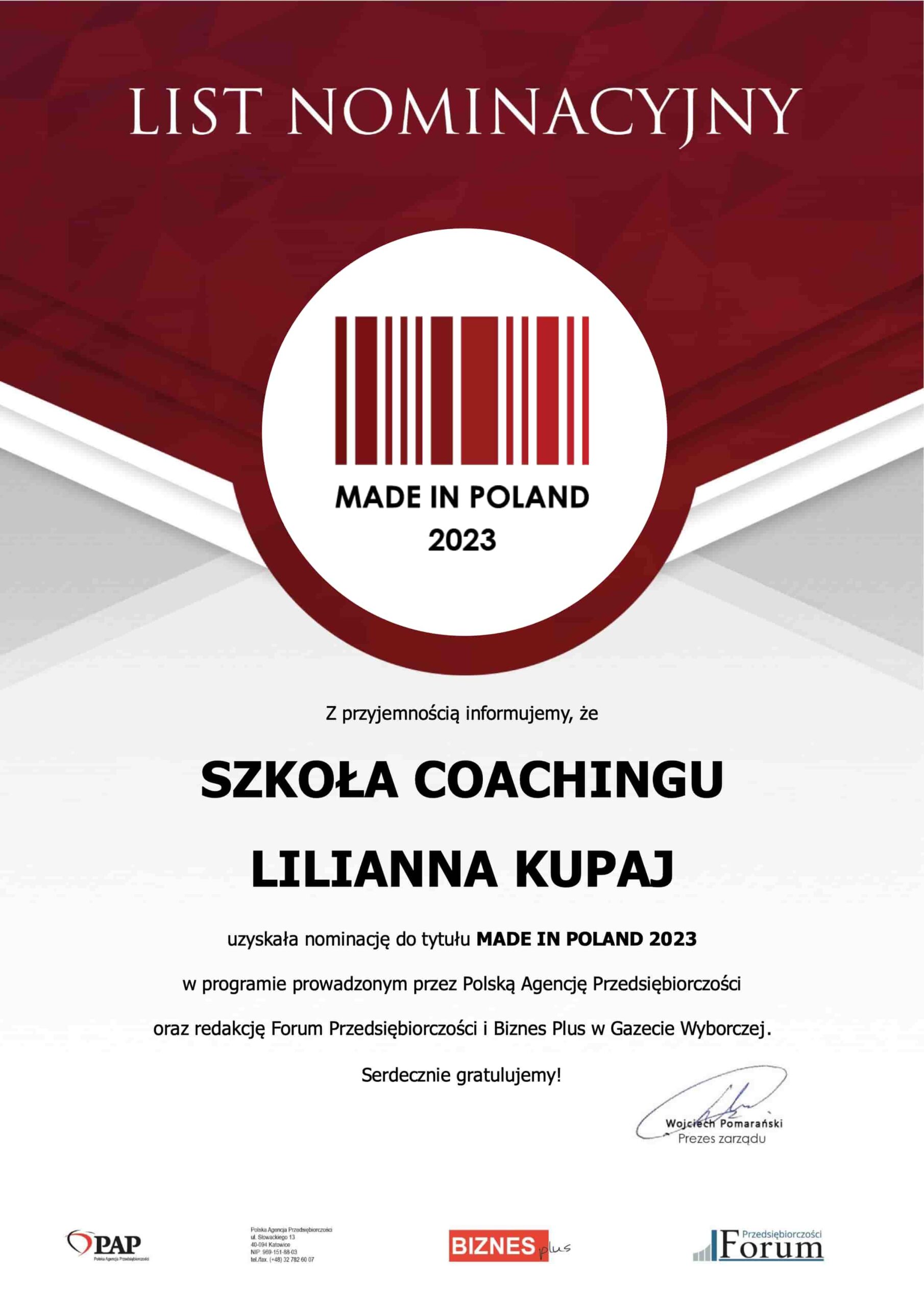 Lilianna Kupaj made in Poland 2023